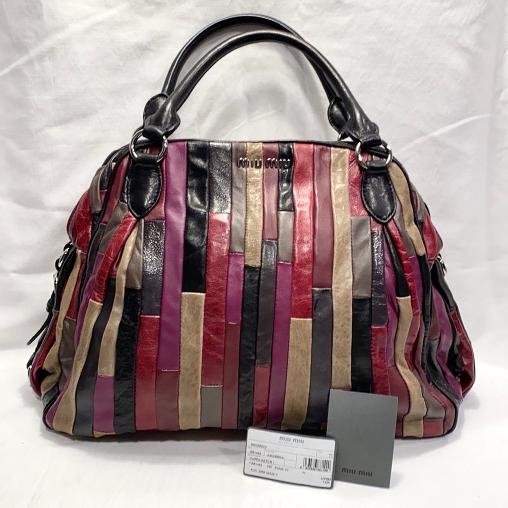 MIU MIU Amarena Nappa Patch Leather Satchel Bag - Picture 3 of 17